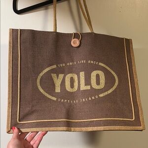 YOLO captiva island Brown and tan Tote Bag